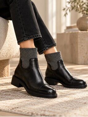 J. Crew Rib Cuff Boots In Italian Leather size 6